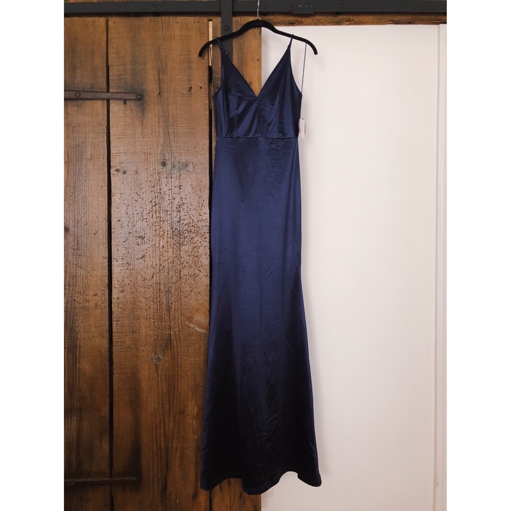 Windsor Navy Satin Maxi Slip Dress